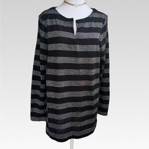 Liz Claiborne Sport Black and Silver Knit Top size XL